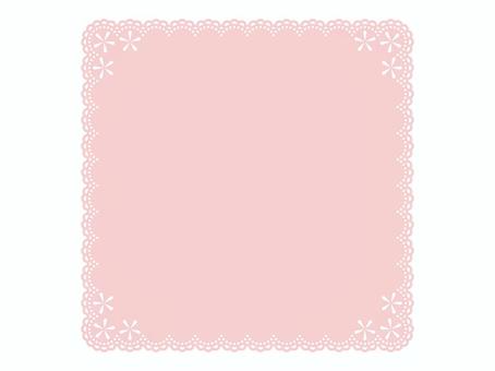 ピンクの正方形レースフレーム レース,フレーム,ピンク,飾り枠,ロマンチック,フェミニン,ガーリー,四角,正方形のイラスト素材