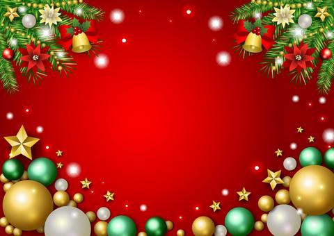 Christmas2593 ポインセチア,ベル,星,オーナメント,リボン,キラキラ,クリスマス,飾り,あしらい,背景のイラスト素材