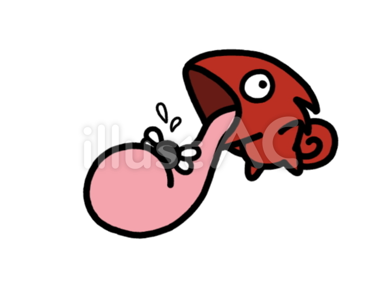 カメレオン捕食 赤イラスト No 無料イラストなら イラストac