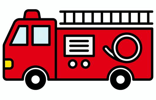 消防車の緊急車両アイコンカラー 消防車,アイコン,緊急車両,消防署,事故,災害,サイレン,ホース,赤色,警光灯のイラスト素材