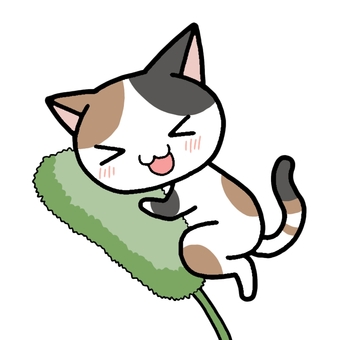 三毛猫と猫じゃらし 三毛猫,三毛,猫,動物,猫じゃらし,植物のイラスト素材