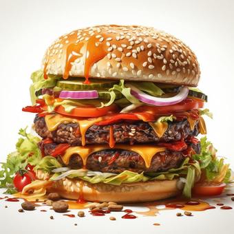 Hamburger with lots of ingredients, , JPG