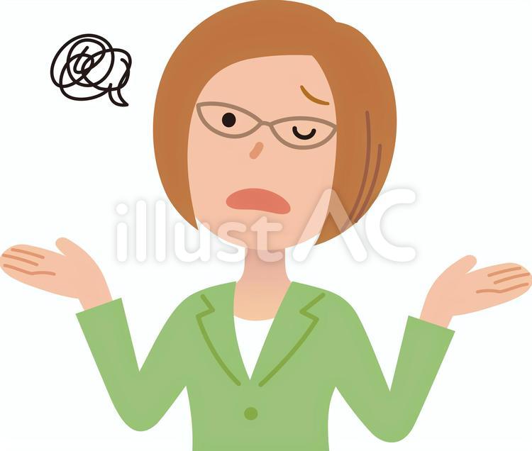 70621.女性会社員,上半身9 会社員,女性社員,もやもやのイラスト素材