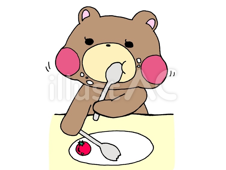 食べるくま　1の2　トマト くま,くまさん,くまちゃんのイラスト素材