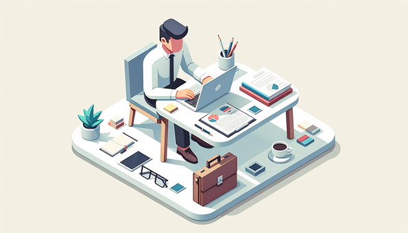 Businessman and desk work, , JPG