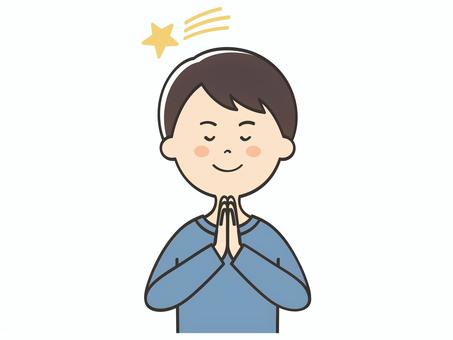 願い事をする男性 願い事をする男性 願い事,お願い,流れ星,祈る,七夕,男性,男,大人,父,お父さんのイラスト素材