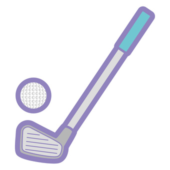 パステルカラーかわいいイラストゴルフ ゴルフ,ドライバー,ゴルフボール,フラットデザイン風,ピクトグラム風,ベクター,アウトライン,カラー,デフォルメ,パスのイラスト素材