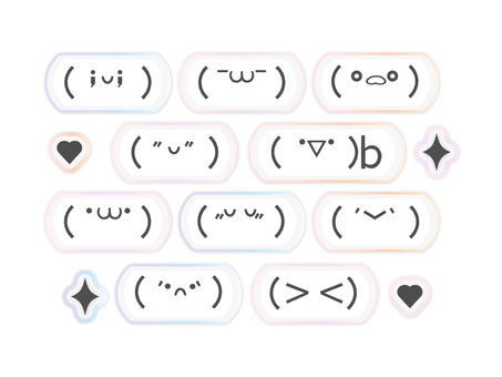 令和っぽい枠ありシール風顔文字 顔文字,シール風,ゆめかわ,ガーリー,ゆるかわ,パステルカラー,ふんわり,キラキラ,ステッカー風,デコレーションのイラスト素材
