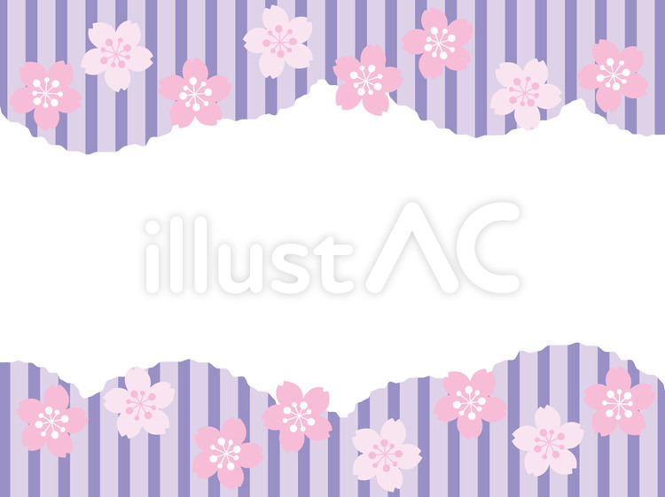  桜とふんわり紫ストライプ-上下 桜,花,春のイラスト素材