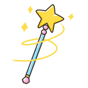 魔法のステッキ2 魔法,ステッキ,おまじない,魔法少女,シンプル,かわいい,単品,透過,手書き,イラストのイラスト素材
