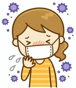 A woman with a cold, cold, influenza, sick, JPG and PNG