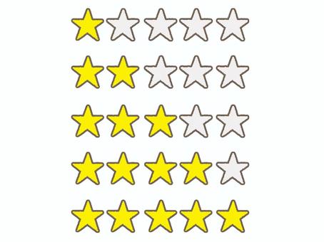 Illustration, evaluation, cinq étoiles, grade, 
