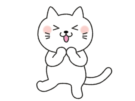 ウキウキ猫　全身 猫,楽しい,ウキウキ,ノリノリ,踊る,嬉しい,喜ぶ,幸せ,ハッピー,ラッキーのイラスト素材