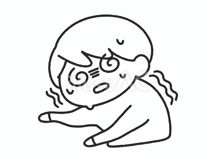 目が回ってふらふらする人＿線画 目眩,貧血,立ちくらみのイラスト素材