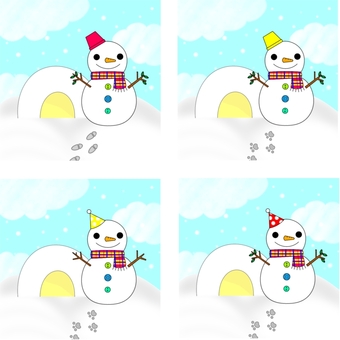 【スリーヒントクイズ】ゆきだるま② 雪だるま,かまくら,雪,冬,間違い探し,スリーヒントクイズ,認知,療育,保育,プリントのイラスト素材