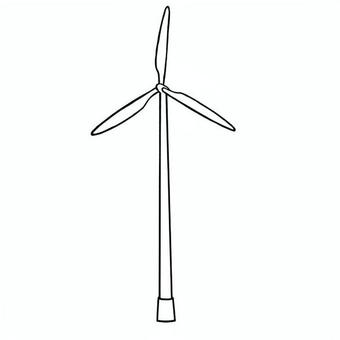 風力発電のタービン 風力タービン,風力原動機,風力発電機,風車,装置,シンプル,手描き,手書き,イラスト,カットのイラスト素材
