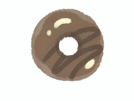 チョコソースがけチョコレートドーナツ ドーナツ,おやつ,甘い,甘味,スイーツ,おいしい,チョコレート,糖分,高カロリー,食べ物のイラスト素材