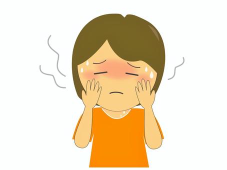 ホットフラッシュ　イラスト ホットフラッシュ,更年期障害,汗,更年期,女性,暑い,滝汗,ほてり,辛い,症状のイラスト素材