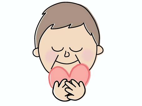 シニア＊ハートをこめて＿２ 高齢者,お年寄り,おじいちゃん,おじいさん,老人,シニア,シルバー,手書き,カワイイ,カラーのイラスト素材