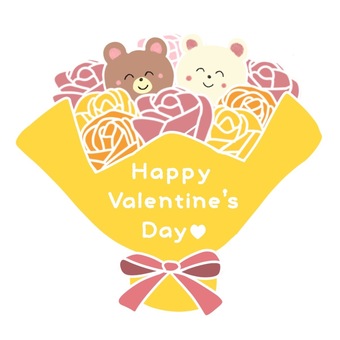 Bear flower bouquet (Valentine Yellow B), , JPG and PNG