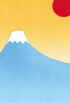 Illustration, new year's card, fuji mountain, sun, JPG