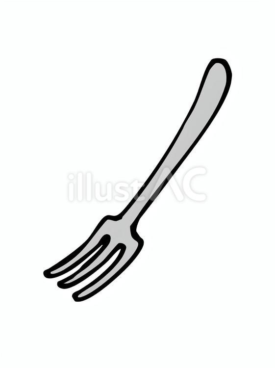 斜め横から見たフォークのイラスト フォーク,食器,カトラリーのイラスト素材