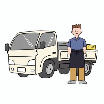 酒屋さんのトラック 酒屋,配達員,トラック,配送,業者のイラスト素材