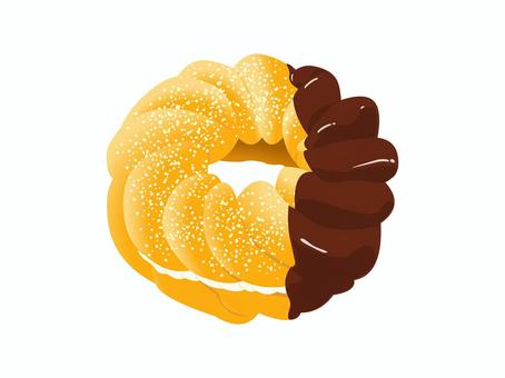 フレンチクルーラー フレンチドーナツ,洋菓子,スイーツ,ドーナツ,おやつ,お菓子,甘い,食べ物,チョコレート,ホイップクリームのイラスト素材