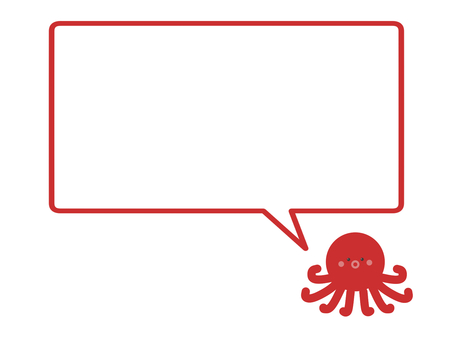 タコ吹き出し タコ,吹き出し,コメント,セリフ,長方形,四角,枠,線,軟体動物,赤のイラスト素材