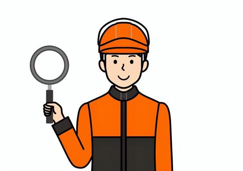 虫眼鏡を持つ林業の作業員の男性 虫眼鏡を持つ林業の作業員の男性 林業,ヘルメット,作業員,作業服,作業着,オレンジ,男性,仕事,フェイスガード,虫眼鏡のイラスト素材