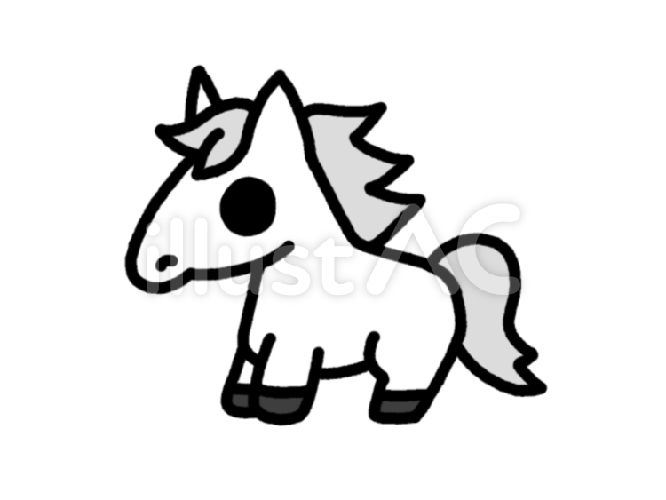 ウマ　白 競馬場,馬,うまのイラスト素材