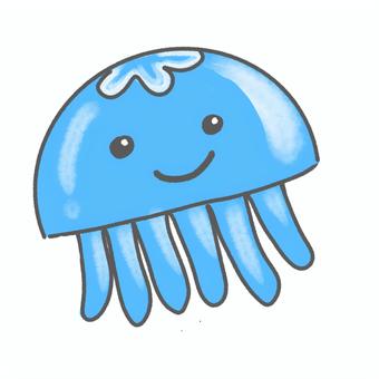 クラゲ クラゲ,海,生き物,可愛い,海洋生物,水色,癒やしのイラスト素材