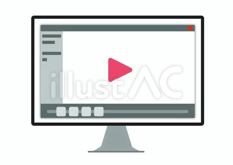 パソコンと動画編集アプリのイラスト デスクトップ,動画,編集のイラスト素材
