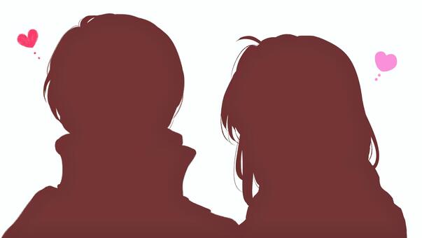 冬の恋する男女　シルエット 恋愛,冬,恋,カップル,好き,男女,男性,好意,女性,かわいいのイラスト素材
