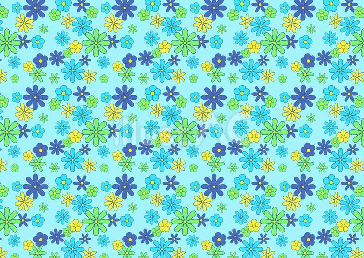 花柄　レトロ　E　青　水色　ブルー系 花柄,昭和,レトロのイラスト素材