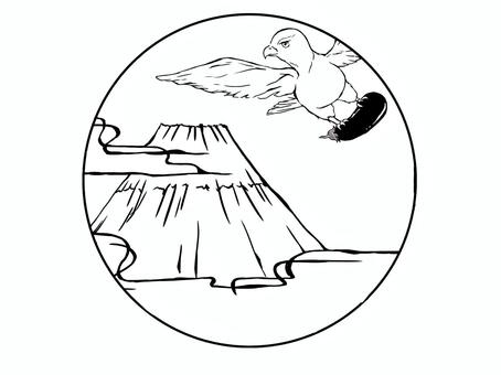 一富士二鷹三茄子（黒） 吉夢,初夢,縁起物,はんこ風,スタンプ風,年賀状,富士山,タカ,なすび,シンプルのイラスト素材