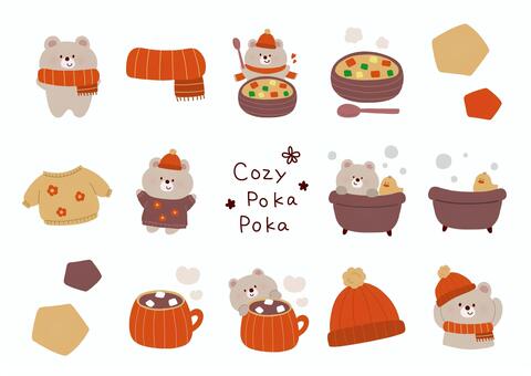 Illustration, bear, warm, winter, 
