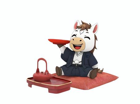 2026年賀状干支午馬ウマお屠蘇のお正月 午,馬,ウマ,うま,午年,年賀状,年賀状素材,干支,十二支,年賀素材のイラスト素材