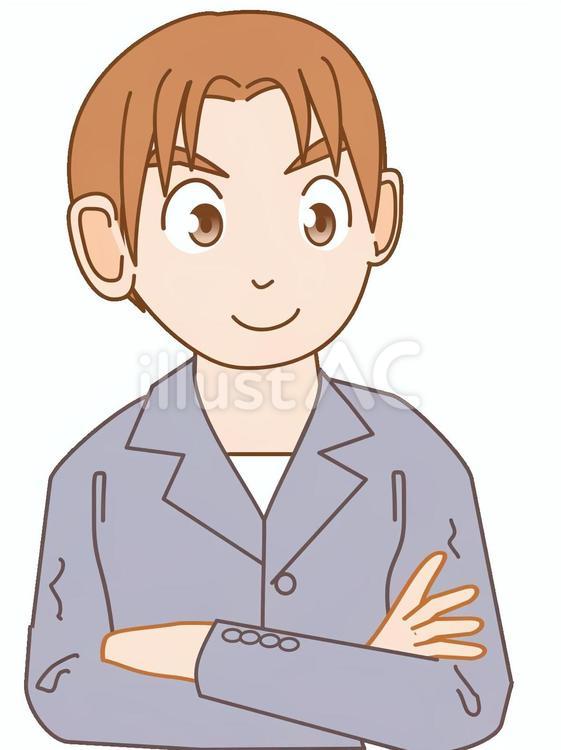 男性（腕組み・笑顔） 男性,私服,腕組みのイラスト素材