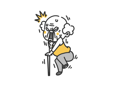 ビクッと驚くおじいちゃん 男性,老人,お年寄り,高齢者,年配,シニア,お爺ちゃん,お爺さん,祖父,70代のイラスト素材