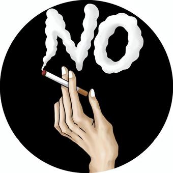 禁煙マーク　煙草を持つ手　背景黒 タバコ,禁煙,禁止,マーク,手,煙のイラスト素材