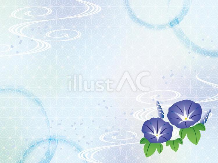 朝顔の和柄背景04 朝顔,花,植物のイラスト素材