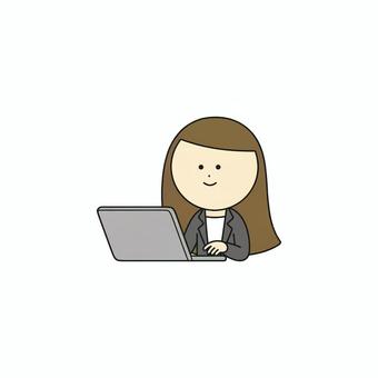 パソコン業務をするスーツの女性_仕事 パソコン業務をするスーツの女性_仕事 女性,人物,スーツのイラスト素材