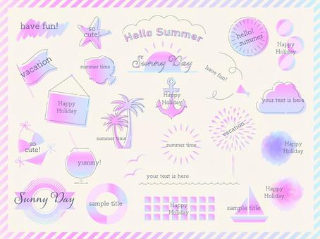 Summer heading and frame set, JPG, PNG and AI Summer heading and frame set, , JPG, PNG and AI
