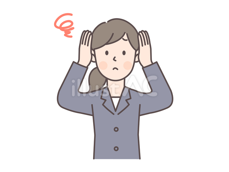 頭を抱えて悩む会社員女性 人物,会社員,女性のイラスト素材