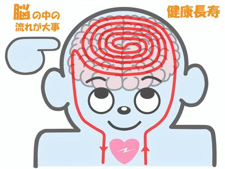 健康長寿の元は脳の中の血液の流れが大事 血流,脳,健康法,健康長寿,認知症,脳梗塞,脳出血,老化,疾病,炎症のイラスト素材