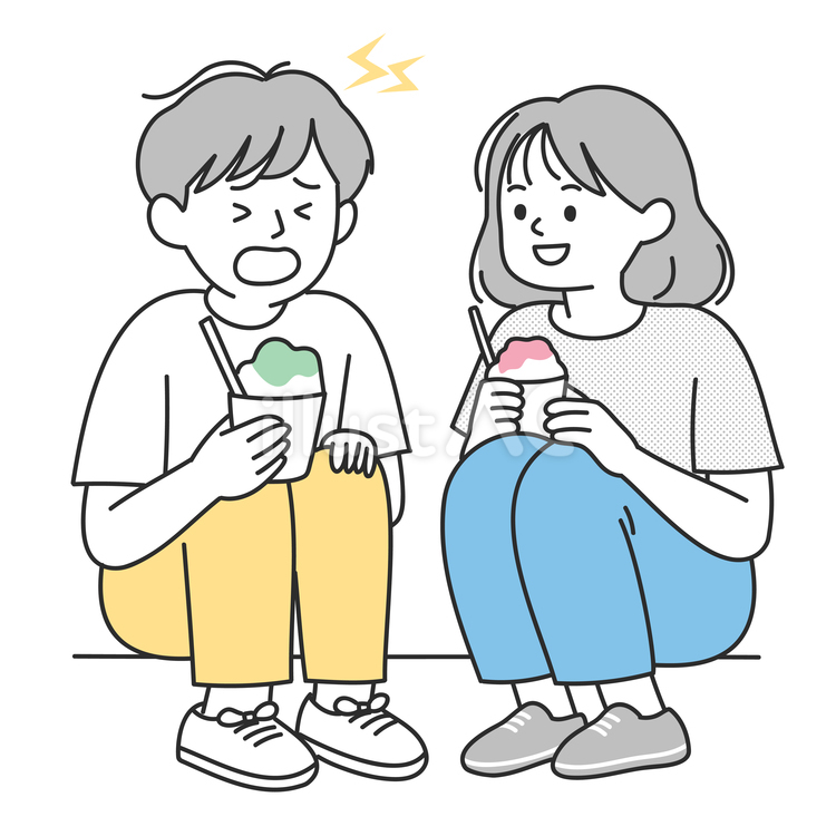 夏の兄妹かき氷と頭キーン 夏,家族,兄妹のイラスト素材