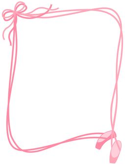 ピンクのトウシューズのリボンのフレーム縦 トウシューズ,バレエ,バレリーナ,フレーム,リボン,蝶結び,ピンク,クラシックバレエ,ダンス,ダンスシューズのイラスト素材