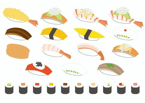 Sushi Simple Set 5, JPG, PNG and AI Sushi Simple Set 5, sushi, tuna, salmon, JPG, PNG and AI