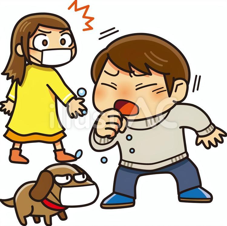咳・男 咳,マスク,ウイルスのイラスト素材
